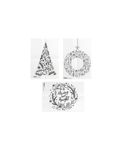Set 3 stencil su foglio A2 a tema "NATALE" Securit