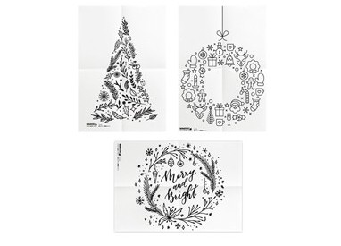 Set 3 stencil su foglio A2 a tema "NATALE" Securit