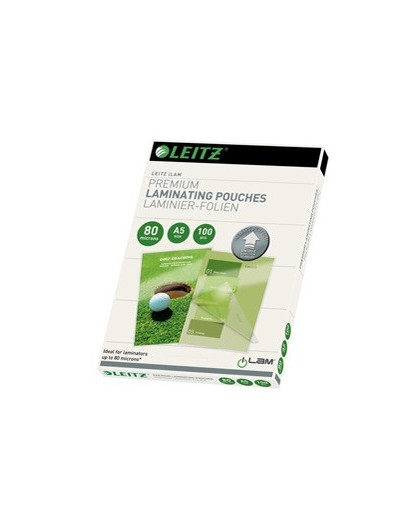 Scatola 100 pouches UDT A5 154 x 216mm 80my Leitz
