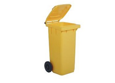 Bidone carrellato 120Lt giallo per raccolta differenziata