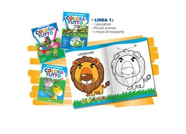 Album da colorare 24 facciate tema animali e mezzi di trasporto Blasetti