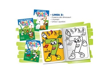 Album da colorare 24 facciate tema Dinosauri e numeri Blasetti