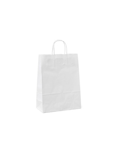 25 shoppers carta 14x9x20CM bianco neutro cordino