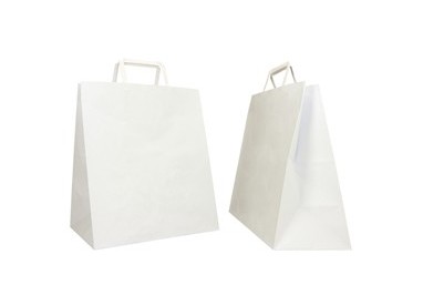 SCATOLA 250 Shoppers carta craft 28x17x32CM FLAT LARGE bianco