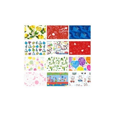 Espositore 50 rotoli carta regalo in fantasie assortite 2mt x 70cm Rex Sadoch