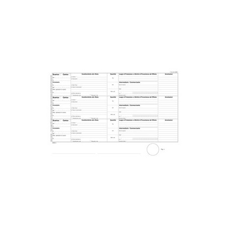 Blocco registro carico/scarico rifiuti Mod.A 100 copie DU165820000 Data Ufficio