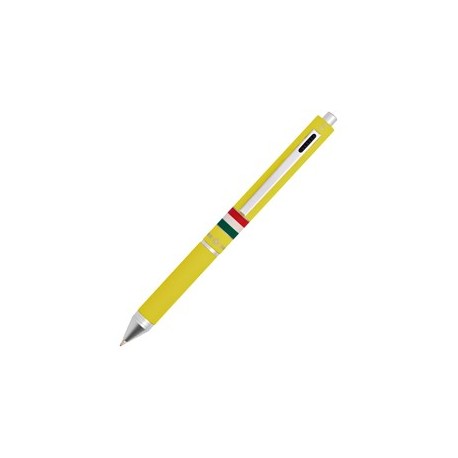 Penna sfera scatto multifunzione QUADRA fusto giallo gommato Italia OSAMA