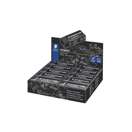 Box 20 gomme Rasoplast 526 B20-9 dim.63x13x23mm nera per matita Staedtler