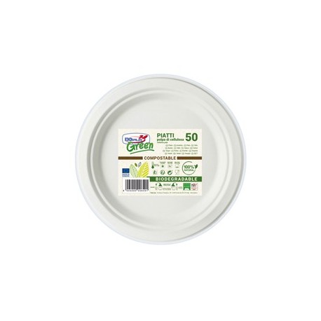 50 Piatti piani Ø220mm BIODEGRADABILI Dopla Green art.7757
