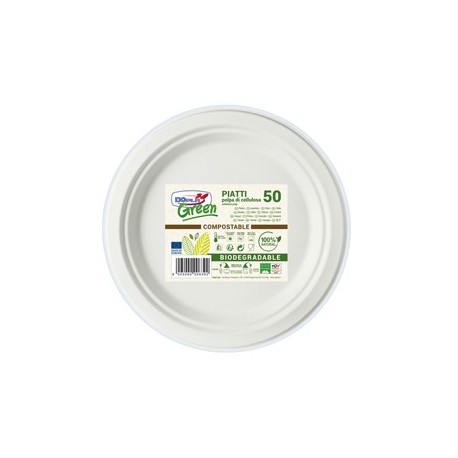50 Piatti frutta Ø170mm BIODEGRADABILI Dopla Green art.7758