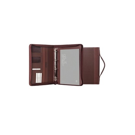 Portablocco Office con manico in ecopelle c/zip dim. 28x36cm marrone INTEMPO