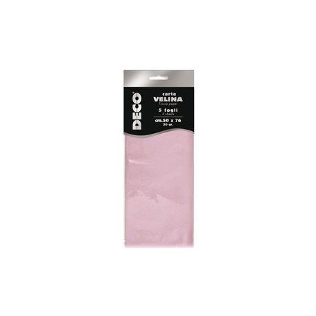 Busta 5 fogli carta velina 20gr 50x76cm rosa DECO