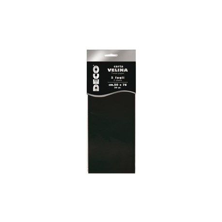Busta 5 fogli carta velina 20gr 50x76cm nero DECO