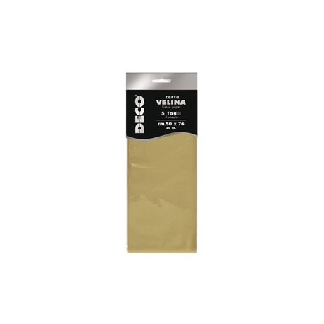 Busta 5 fogli carta velina 20gr 50x76cm oro perlescente DECO