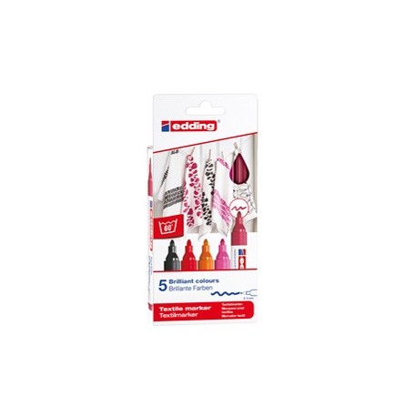 Astuccio 5 colori caldi per tessuto punta 2,0-3,0mm 4500 Edding