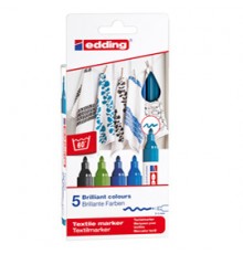 Astuccio 5 colori freddi per tessuto punta 2,0-3,0mm 4500 Edding