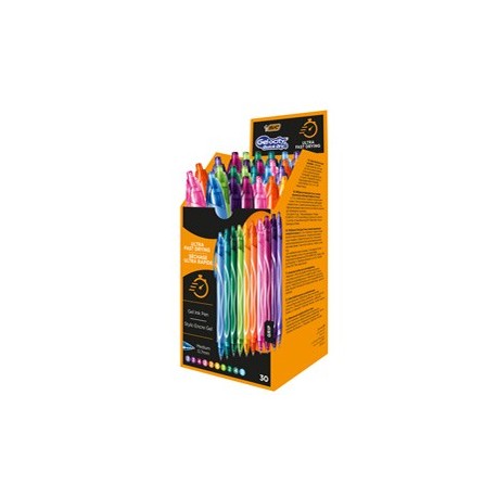 Box 30 penne sfera scatto 10 colori assortiti Gelocity quick dry BIC®