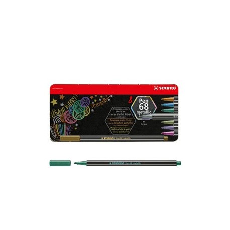 Scatola metallo da 8 pz. Pen 68 metallic Stabilo