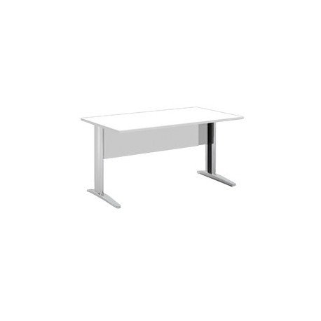 Scrivania lineare 120X80cm Bianco - fianchi vernic. effetto cromato EASY
