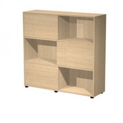 Libreria bassa a 3 ripiani ante scorr. 120X35cm H116cm ROVERE/ROVERE - Tetris