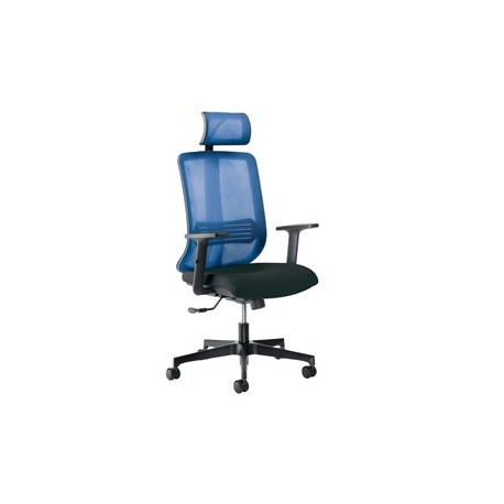 Poltrona semidirezionale Vertigo VRAPG nero/blu c/ poggiatesta e brac regolabili