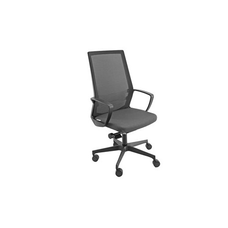 Poltrona semidirezionale I70 Grigio e schienale rete nera c/bracc.