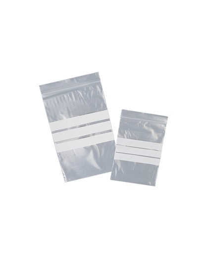 100 SACCHETTI ZIP 150x220 mm con bande scrivibili e foro