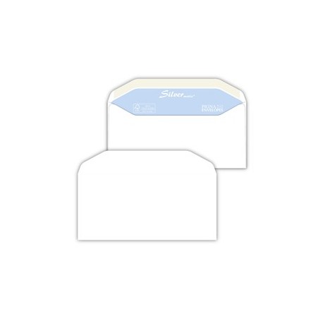500 buste SILVER MATIC FSC® gommata bianca s/finestra 110x230mm 80gr Pigna