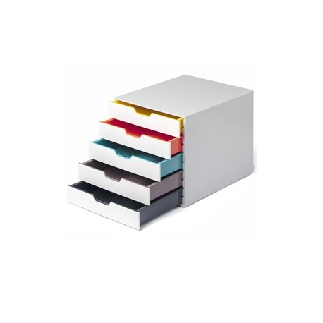 Cassettiera 5 cassetti colorati Varicolor mix5 bianco ghiaccio Durable