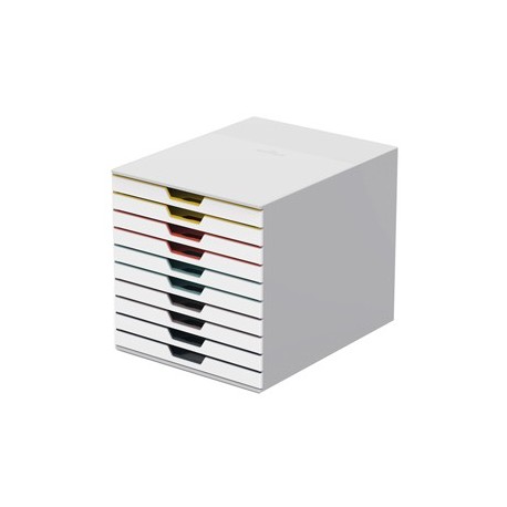 Cassettiera 10 cassetti colorati Varicolor mix10 bianco ghiaccio Durable
