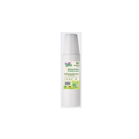50 Bicchieri 200ml BIODEGRADABILI Mater-bi Dopla Green art. 48002