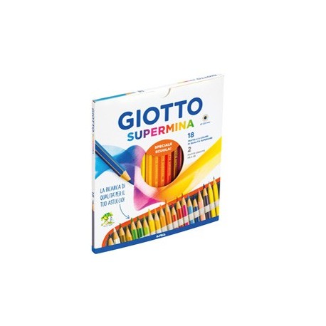 Astuccio 18 pastelli Supermina Giotto + 2 matite grafite HB e 2B
