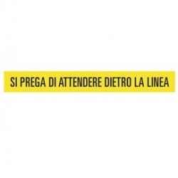 Striscia adesiva da terra in PVC 120x15cm "SI PREGA DI ATTENDERE DIETRO LA LINEA