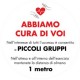 Vetrofania Ø30cm "ABBIAMO CURA DI VOI - PICCOLI GRUPPI - DISTANZA min. 1MT"