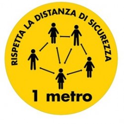 Vetrofania Ø30cm "RISPETTA LA DISTANZA DI SICUREZZA"