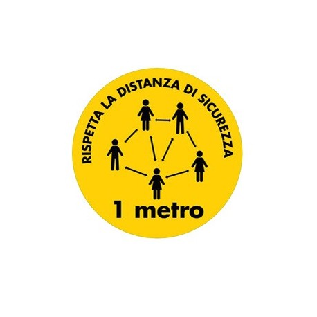 Vetrofania Ø30cm "RISPETTA LA DISTANZA DI SICUREZZA"