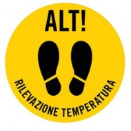 Bollo adesivo da terra Ø50cm "ALT RILEVAZIONE TEMPERATURA"