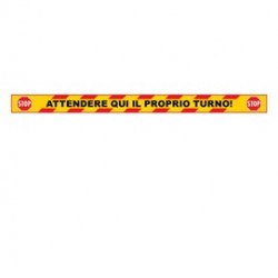 Striscia adesiva da terra 100x7cm "ATTENDERE QUI IL PROPRIO TURNO"