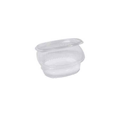 Pack 50 contenitori ovali in PET con coperchio incernierato 14x11,9cm Cuki