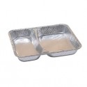 Pack 100 contenitori in alluminio a due scomparti 22,67x17,66cm Cuki