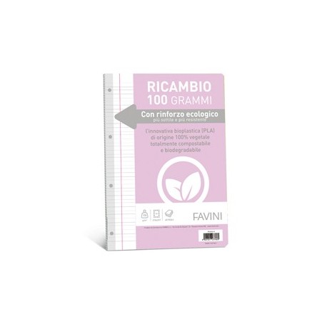 Ricambi c/rinforzo ecologico f.to A4 100gr 40fg rigo di 1a Favini