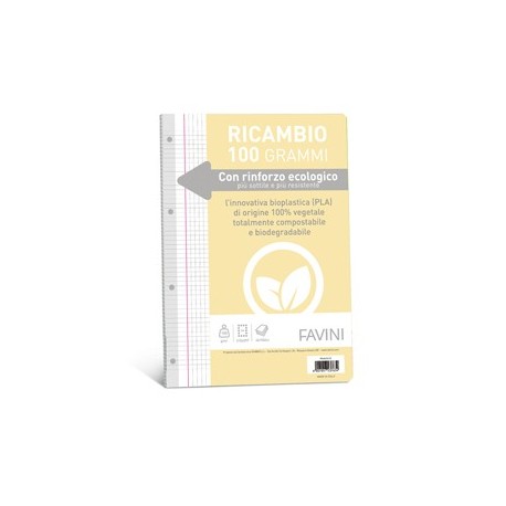 Ricambi c/rinforzo ecologico f.to A4 100gr 40fg 5mm c/margine Favini