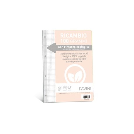 Ricambi c/rinforzo ecologico f.to A4 100gr 40fg 5mm Favini