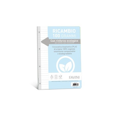 Ricambi c/rinforzo ecologico f.to A4 100gr 40fg 1 rigo Favini