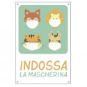 Cartello alluminio 20x30cm "Indossa la mascherina" per bambini