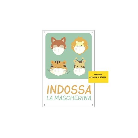 Etichetta autoadesiva 20x30cm "Indossa la mascherina" per bambini