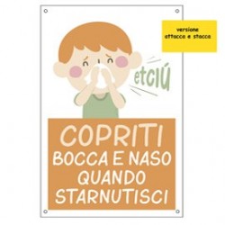 Etichetta autoad. 20x30cm "Copriti bocca e naso quando starnutisci" per bambini