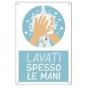 Cartello alluminio 20x30cm "Lavati spesso le mani" per bambini