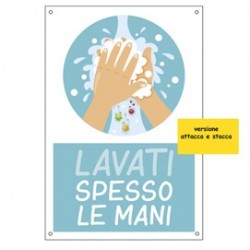 Etichetta autoadesiva 20x30cm "Lavati spesso le mani" per bambini