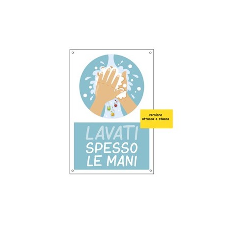Etichetta autoadesiva 20x30cm "Lavati spesso le mani" per bambini